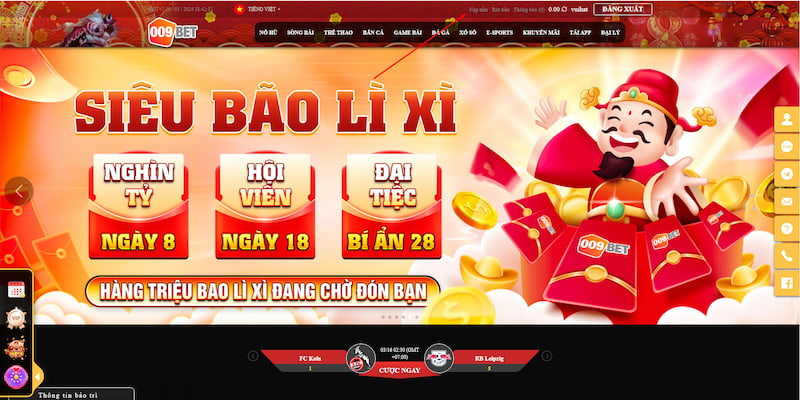 Nhấn vào phần “Nạp tiền” trên giao diện của 009bet