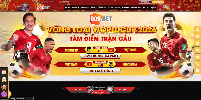 Giao diện 009bet cực hút mắt